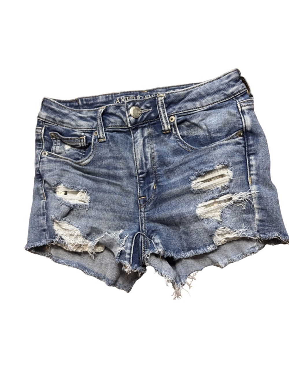American Eagle Outfitters Light Blue Distressed Denim Cutoff Shorts